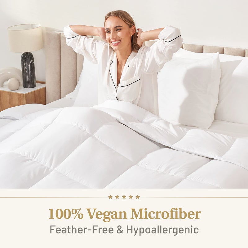 Lavish Comforts Down Alternative Comforter California King Size - Extra Fluffy Duvet Insert - Thick Puffy Premium All Season Winter - Luxury Breathable Hotel Cooling Comforter - California King, White, 104x96 inches - Image 2